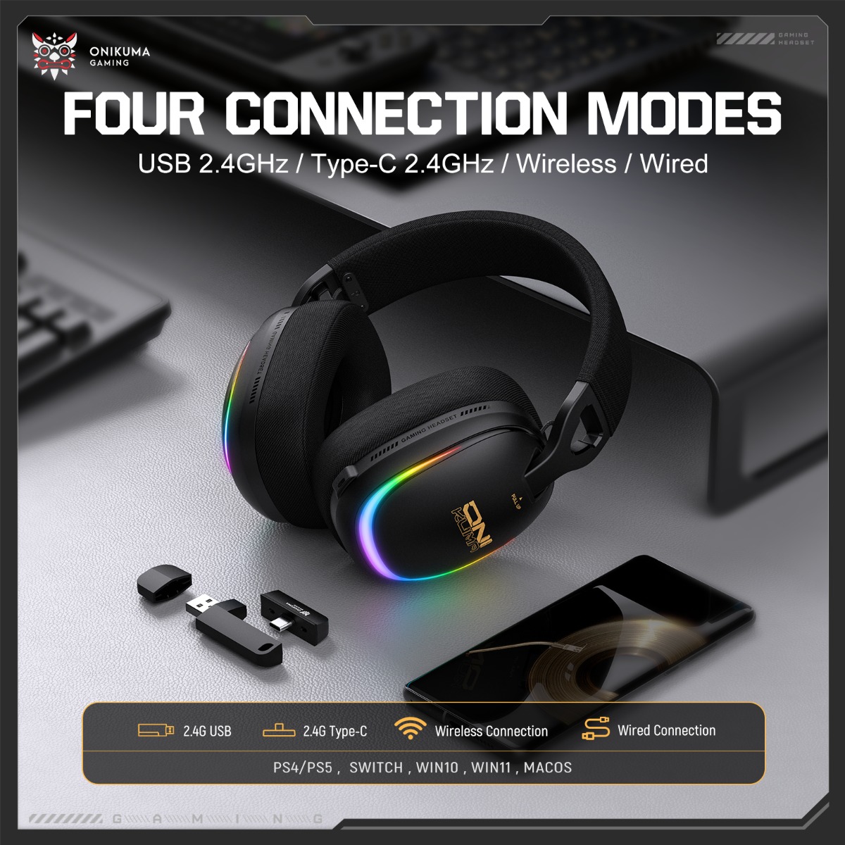 ONIKUMA GT805 Gaming Headset W - Gaming Headset Rgb recension och pris