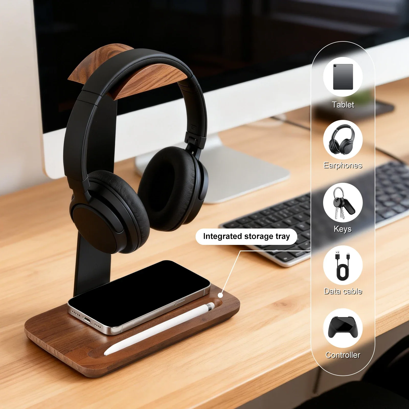 Universal Wood Headphone Stand - Headphone Stand Desk recension och pris